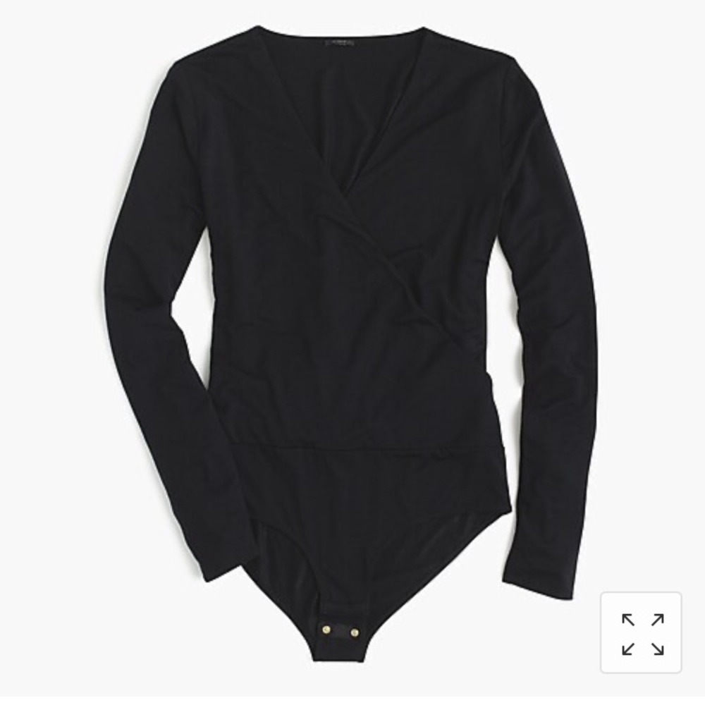 NWT! J Crew Wrap Bodysuit Black Size Large